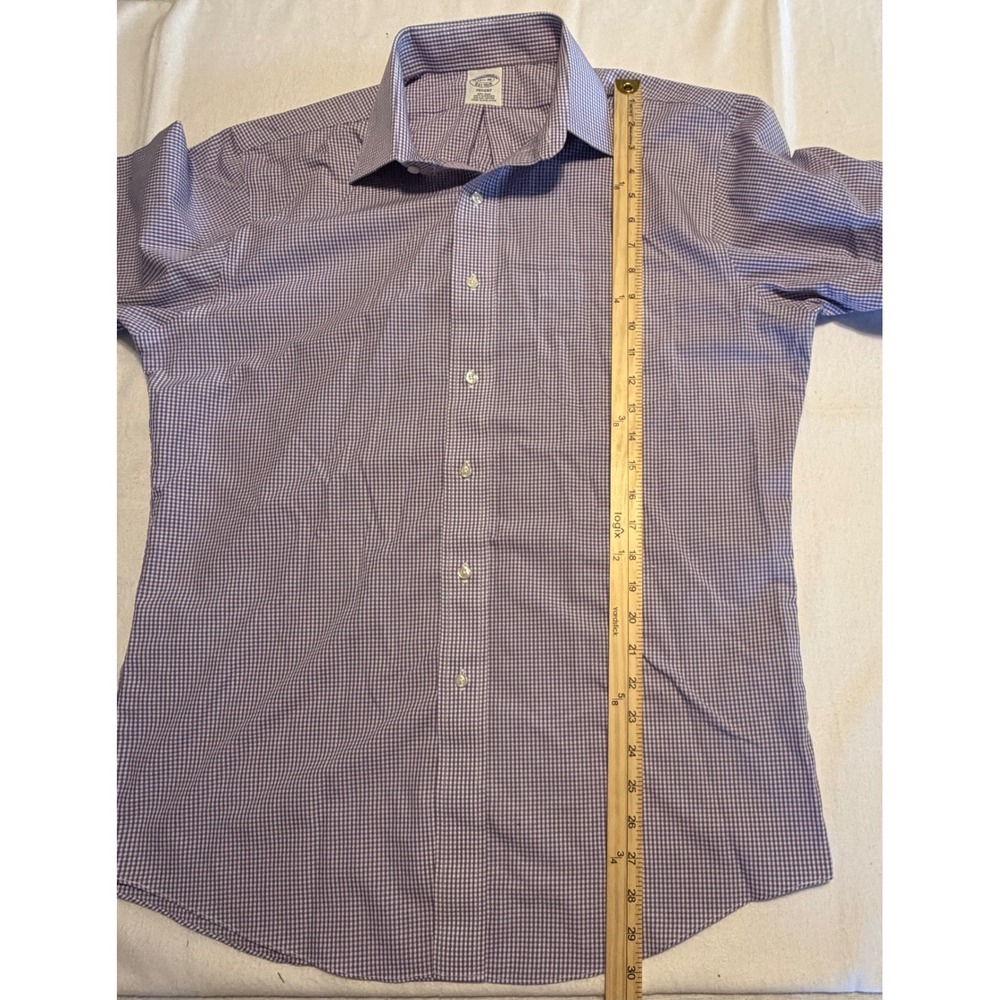 Brooks Brothers Regent Dress Shirt Mens 16.5 36 Purple Gingham Supima Cotton - Picture 6 of 6